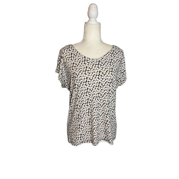 Talbots black and white polka dot cotton cap sleeve top - L - Picture 1 of 8